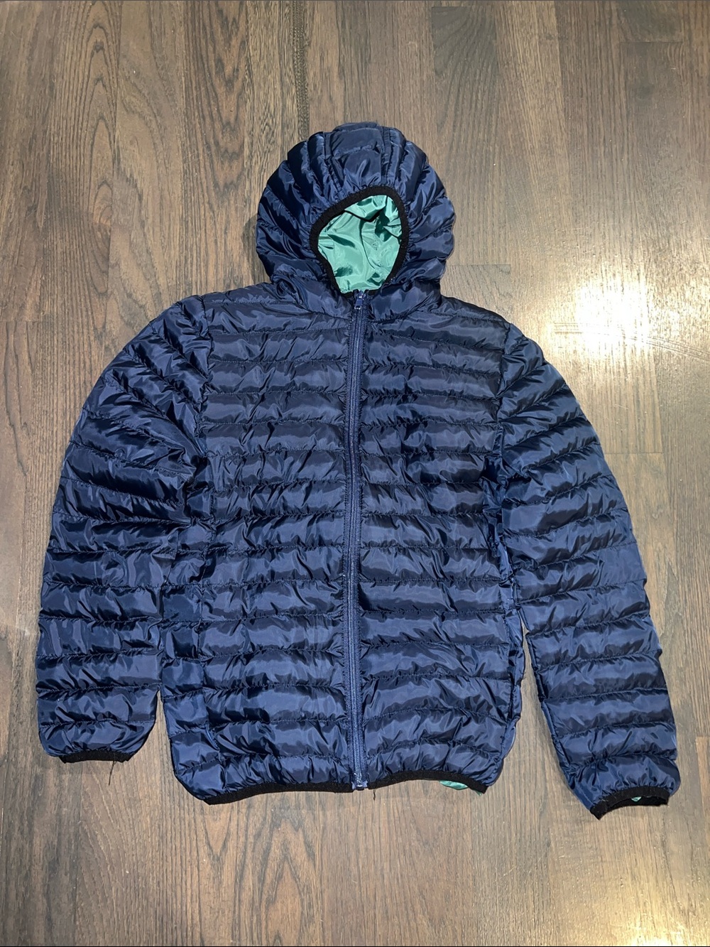 Class Club Navy Blue Puffer Jacket with Mint Lining Size 10/12